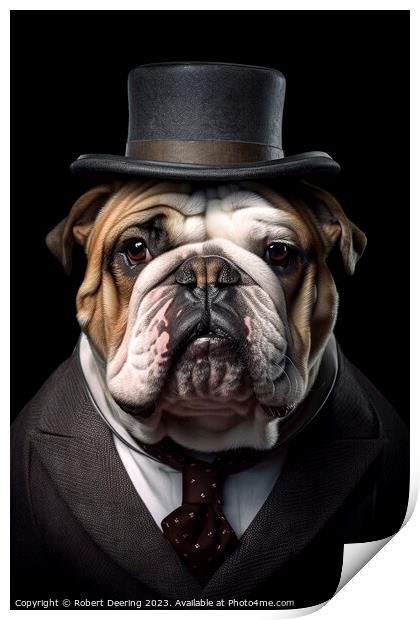 English bulldog portrait Print by Robert Deering