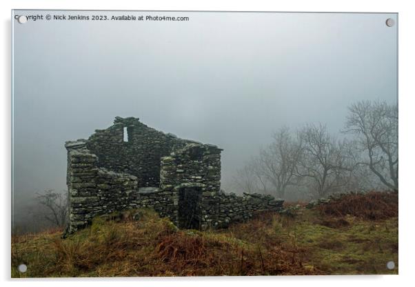 Abandoned Bothy Troutbeck Valley Lake District  Acrylic by Nick Jenkins