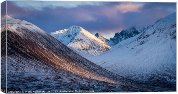 Last light on Blaven and the Skye Cuillins Canvas Print by Mark Hetherington