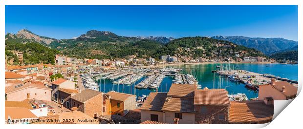 Port de Soller Mallorca panorama view Print by Alex Winter