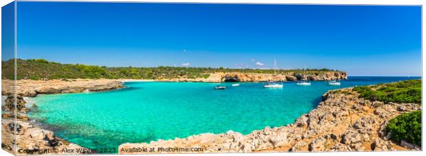 Panorama view of Cala Varques Mallorca  Canvas Print by Alex Winter