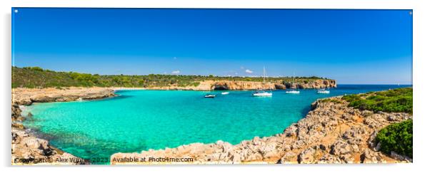 Panorama view of Cala Varques Mallorca  Acrylic by Alex Winter