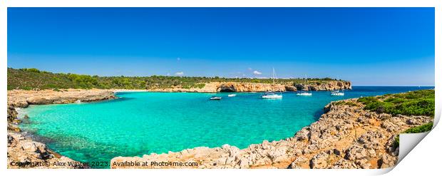 Panorama view of Cala Varques Mallorca  Print by Alex Winter