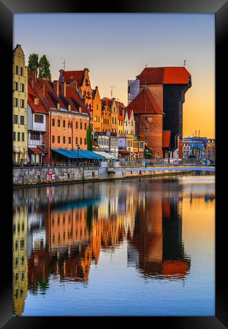 Old Town Skyline In Gdansk At Sunrise Framed Print by Artur Bogacki