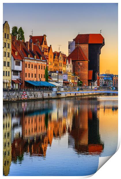 Old Town Skyline In Gdansk At Sunrise Print by Artur Bogacki