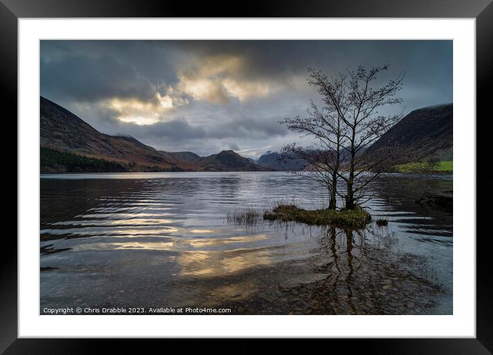 Crummock Water ripples at dawn Framed Mounted Print by Chris Drabble