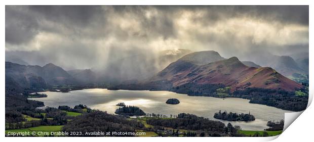 Derwent Water from Latrigg Print by Chris Drabble