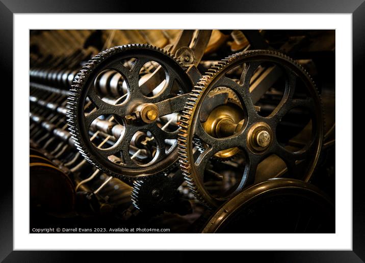 Two Cogs Framed Mounted Print by Darrell Evans