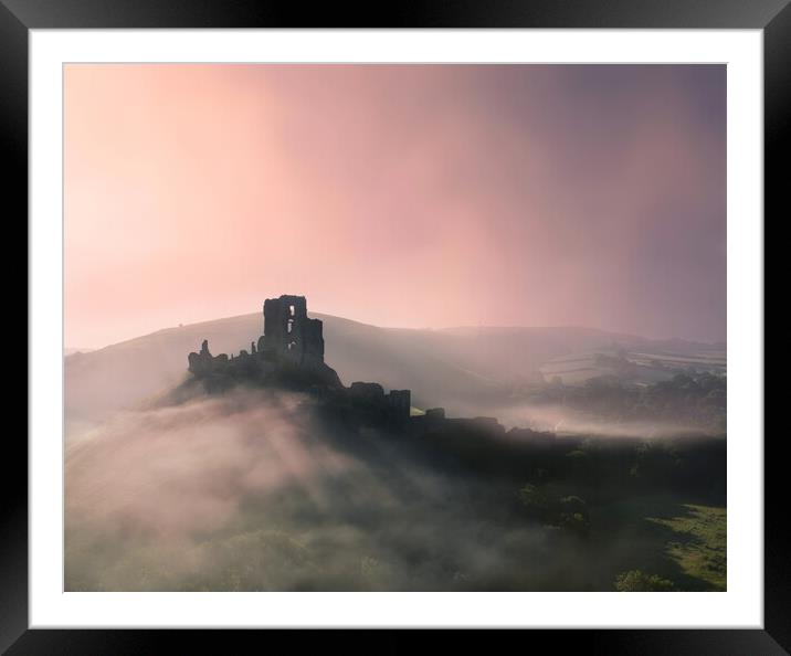 Corfe Castle Profile Framed Mounted Print by David Neighbour