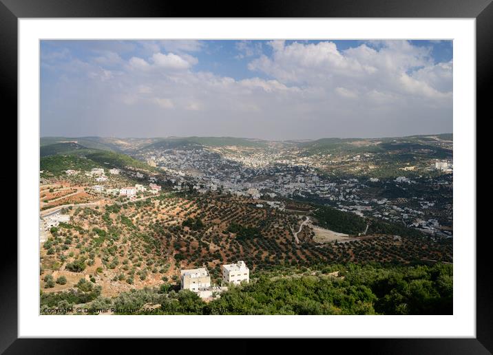 Ajloun Cityscape in Jordan from Above Framed Mounted Print by Dietmar Rauscher