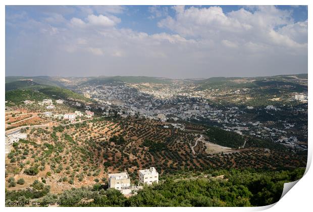 Ajloun Cityscape in Jordan from Above Print by Dietmar Rauscher