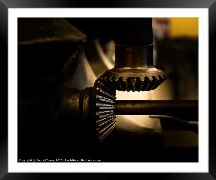 Cogs at right angles Framed Mounted Print by Darrell Evans
