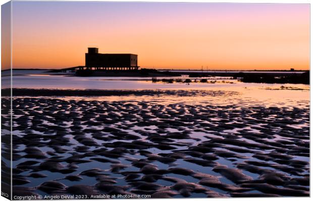 Beach Sunset Moment in Fuseta Canvas Print by Angelo DeVal