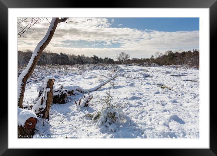Snowy Scene on Bidston Hill Framed Mounted Print by Philip Brookes