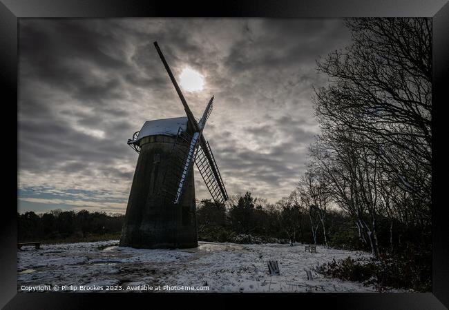 Bidston Windmill Silhouette Framed Print by Philip Brookes