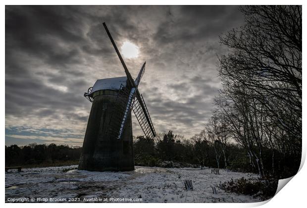 Bidston Windmill Silhouette Print by Philip Brookes