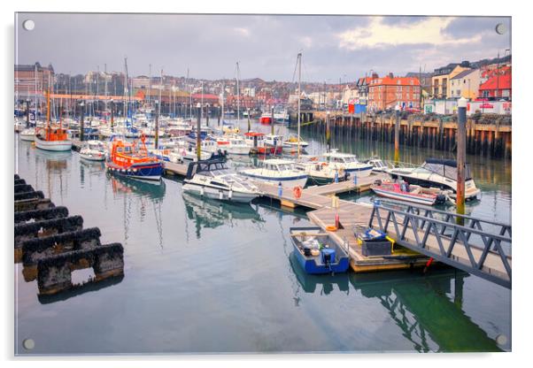 Scarborough Harbour Yorkshire Coast Acrylic by Tim Hill