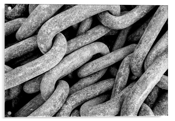 Nautical Chain Links Black and White Acrylic by Tim Hill