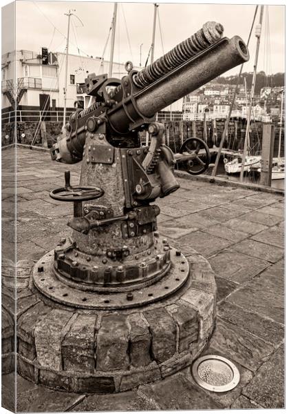 Scarborough Vickers Gun on Vincent Pier Canvas Print by Tim Hill