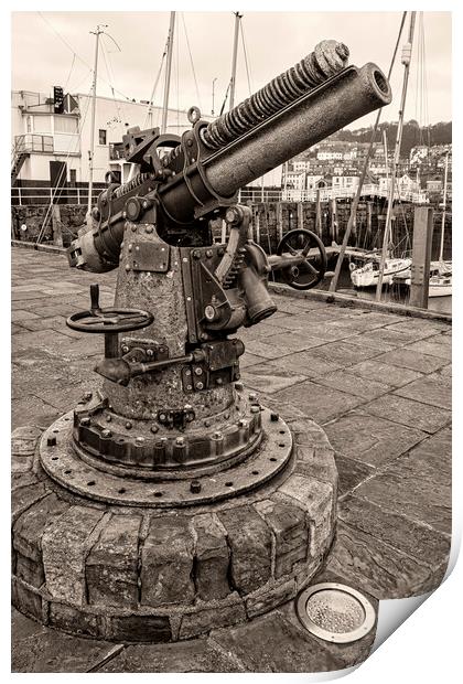 Scarborough Vickers Gun on Vincent Pier Print by Tim Hill