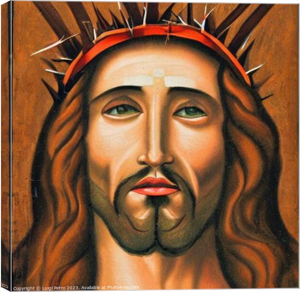 Portrait of Jesus Christ wearing crown of thorns Canvas Print by Luigi Petro