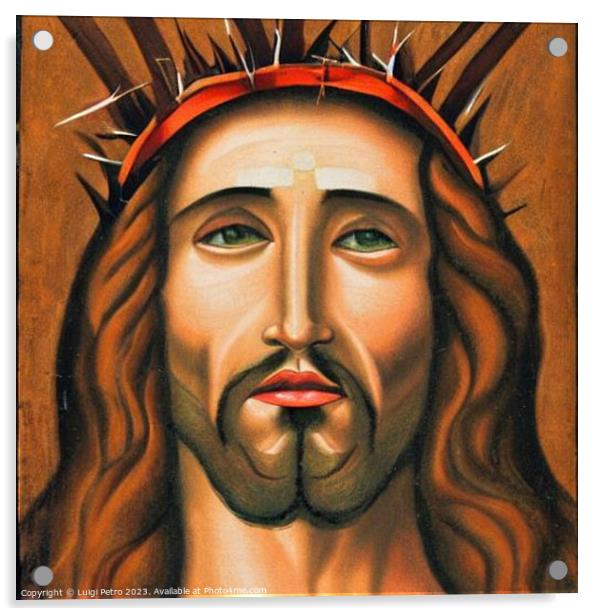 Portrait of Jesus Christ wearing crown of thorns Acrylic by Luigi Petro