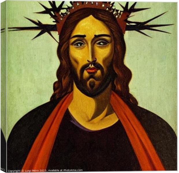 Portrait of Jesus Christ wearing crown of thorns Canvas Print by Luigi Petro