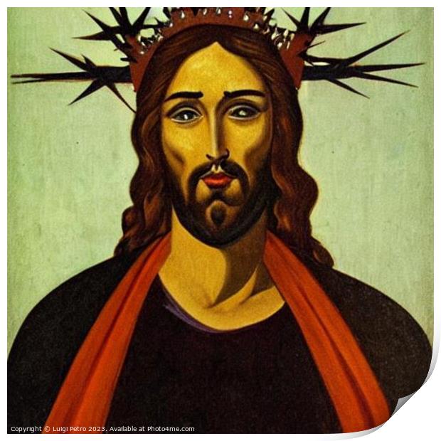 Portrait of Jesus Christ wearing crown of thorns Print by Luigi Petro