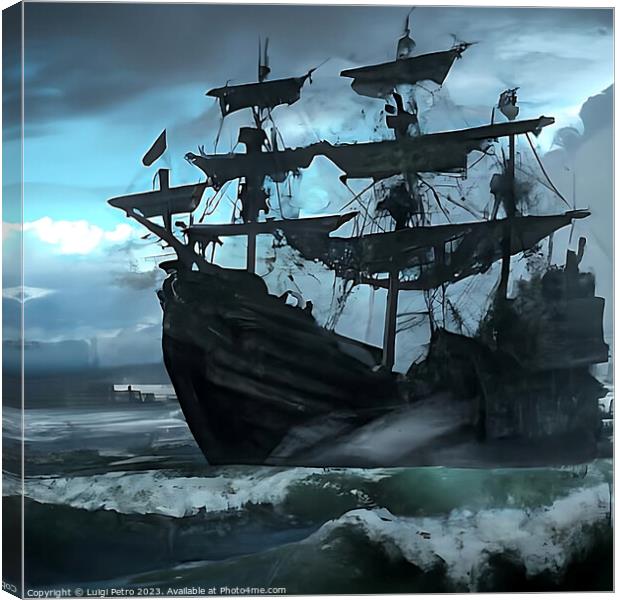A huge ship sails on a stormy sea. AI generated. Canvas Print by Luigi Petro