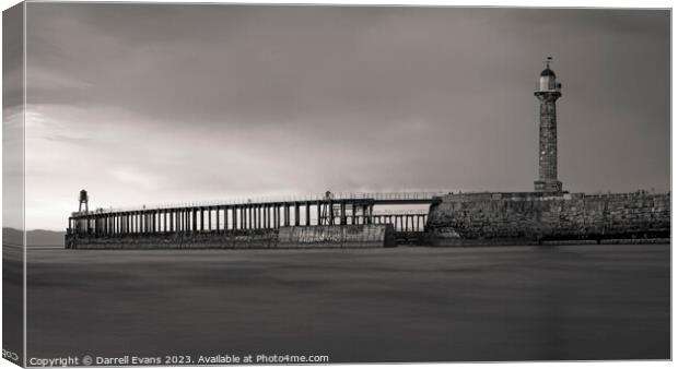 Whitby’s west pier Canvas Print by Darrell Evans