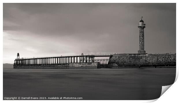 Whitby’s west pier Print by Darrell Evans