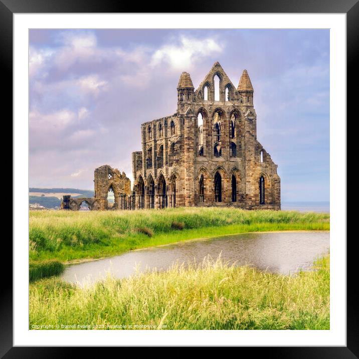 Whitby Abbey and pond Framed Mounted Print by Darrell Evans