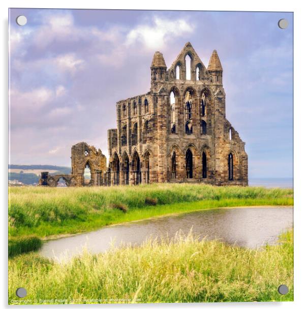 Whitby Abbey and pond Acrylic by Darrell Evans