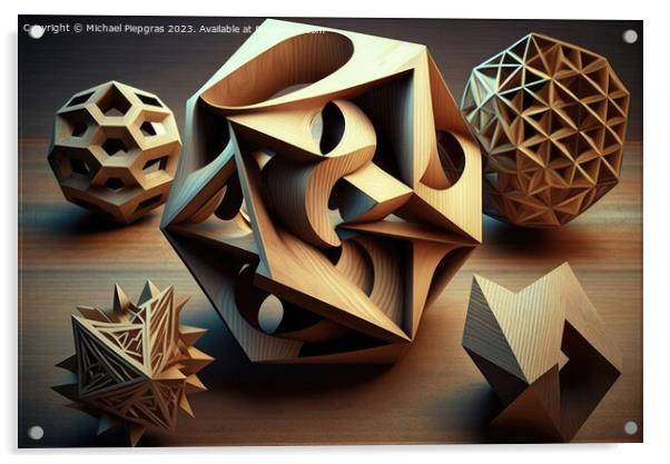 The beauty of mathematics - wooden geometric shapes created with Acrylic by Michael Piepgras