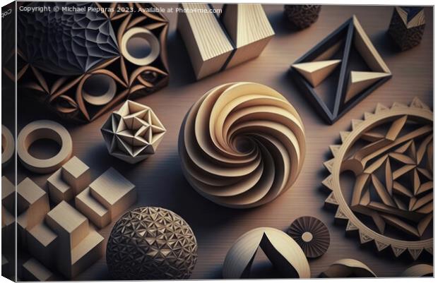 The beauty of mathematics - wooden geometric shapes created with Canvas Print by Michael Piepgras