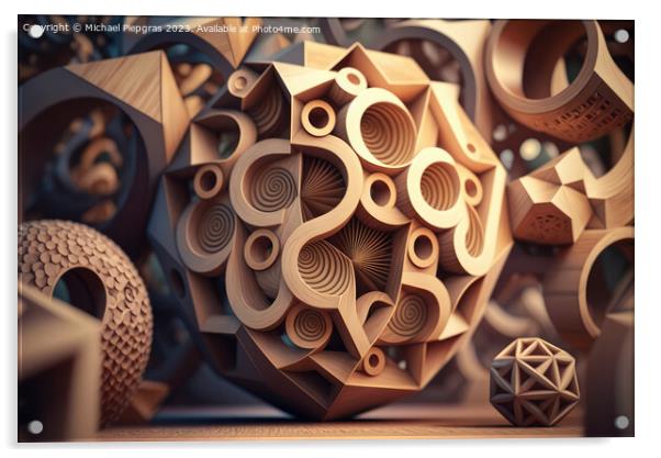 The beauty of mathematics - wooden geometric shapes created with Acrylic by Michael Piepgras