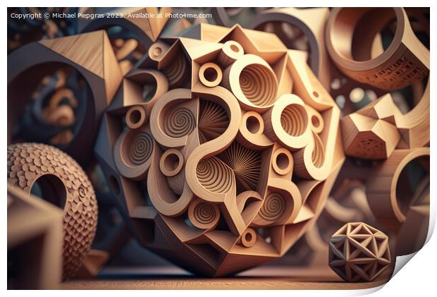 The beauty of mathematics - wooden geometric shapes created with Print by Michael Piepgras