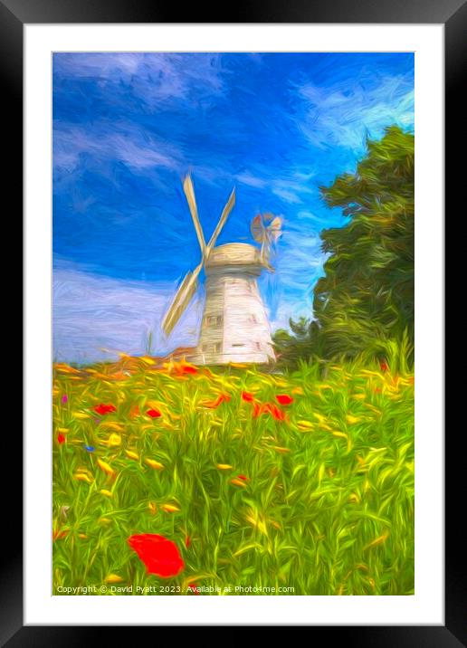 English Countryside Windmill Art  Framed Mounted Print by David Pyatt