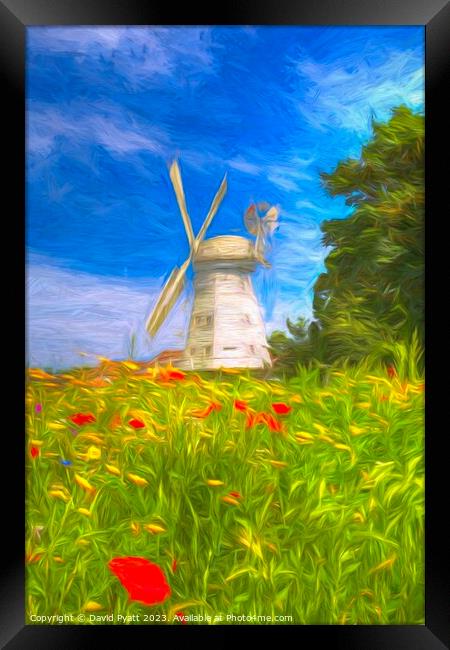 English Countryside Windmill Art  Framed Print by David Pyatt