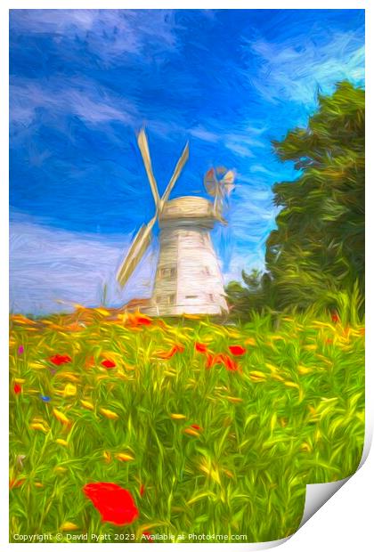 English Countryside Windmill Art  Print by David Pyatt