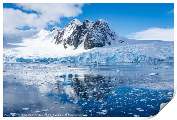 Antarctic glaciers and mountains Print by Sebastien Greber