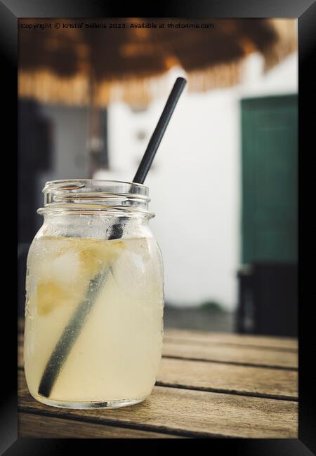 Vertical shot of a jar with homemade lemon lemonade Framed Print by Kristof Bellens