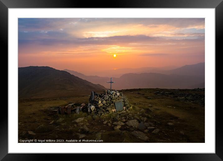 Sunset on Great Carrs Framed Mounted Print by Nigel Wilkins