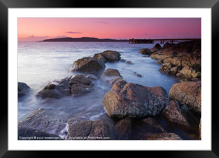 Portencross jetty Sunset Framed Mounted Print by Paul Messenger