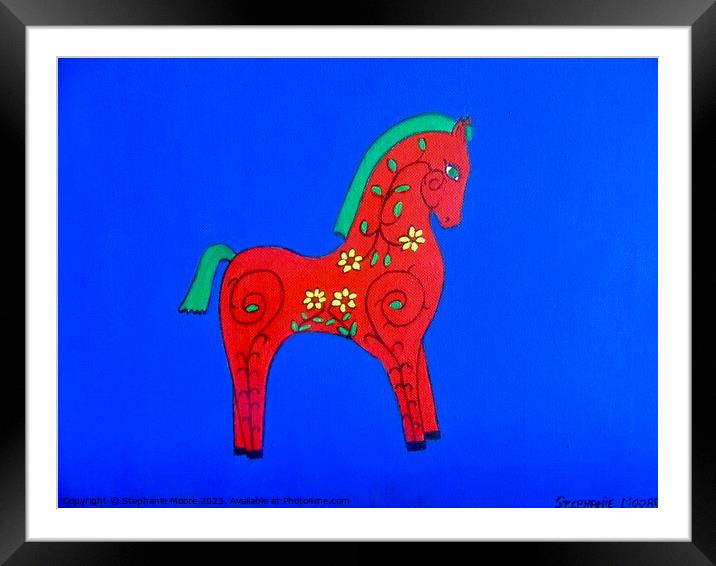 Red painted horse Framed Mounted Print by Stephanie Moore