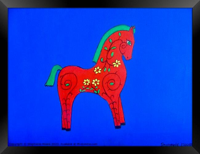 Red painted horse Framed Print by Stephanie Moore
