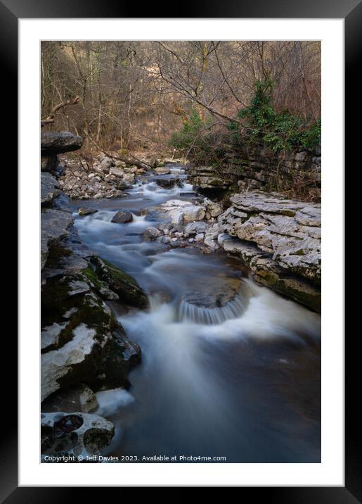 Tranquil Beauty of Pontsarn Upper Falls Framed Mounted Print by Jeff Davies