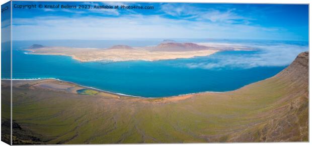 Aerial view on island La Graciosa next to Lanzarote. Part of the Canary Islands of Spain Canvas Print by Kristof Bellens