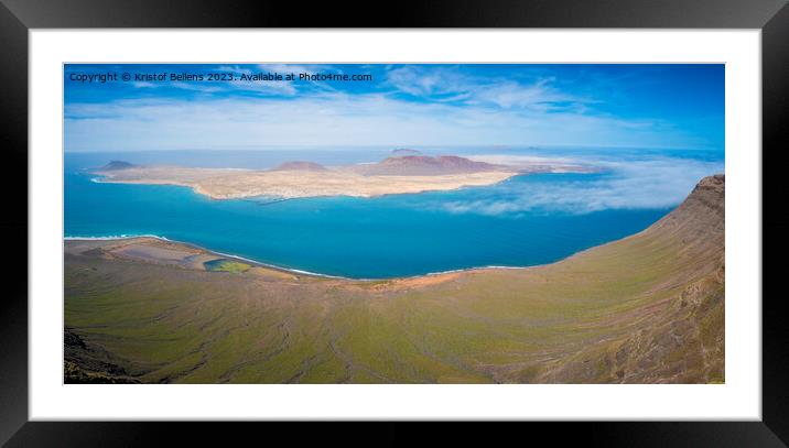 Aerial view on island La Graciosa next to Lanzarote. Part of the Canary Islands of Spain Framed Mounted Print by Kristof Bellens