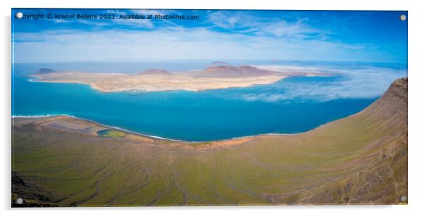 Aerial view on island La Graciosa next to Lanzarote. Part of the Canary Islands of Spain Acrylic by Kristof Bellens